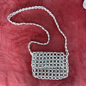 New (NWOT) Beige Open Beaded Crossbody Bag